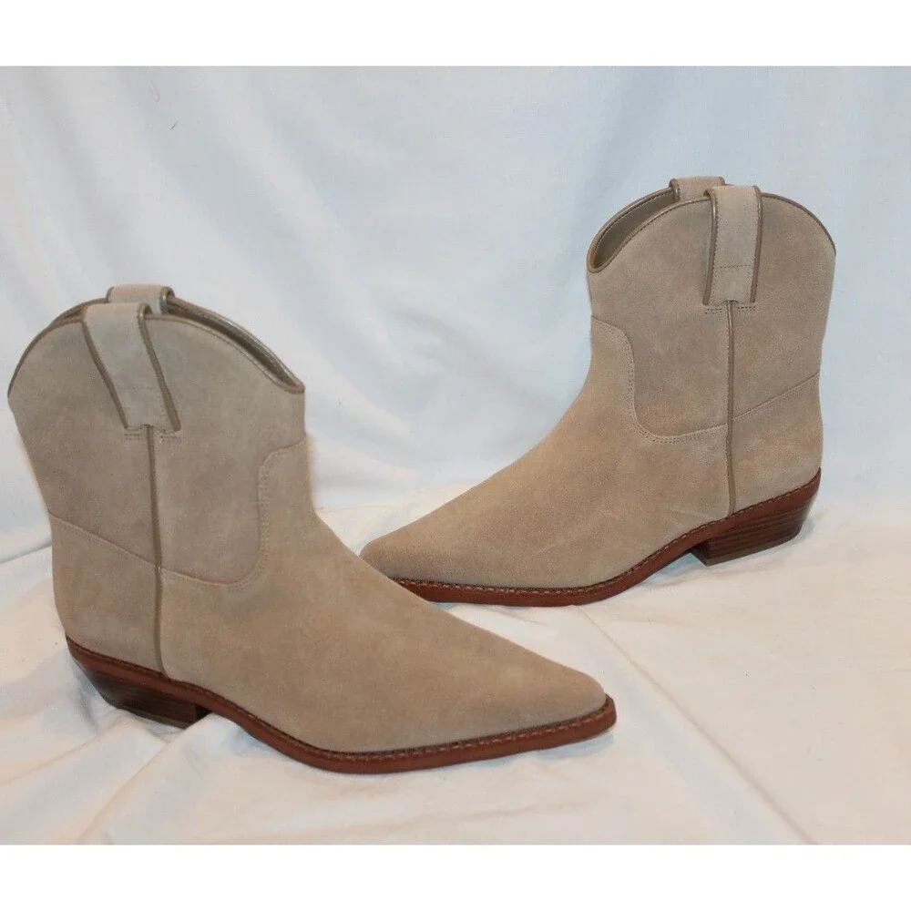 Michael Kors Noemie Women Pointed Toe Leather Pull On Ankle Boots 7.5 $175 HUSK